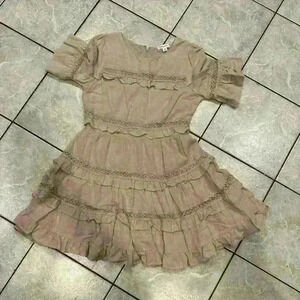 Hailey & Co. Tan Tiered Cotton Blend Dress Size Medium